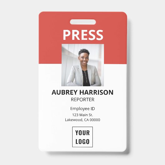 Badge Simple ID de photo de presse (Avant)