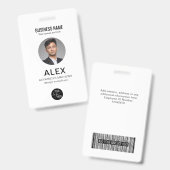 Badge Simple logo de société noir blanc Photo ID Code-ba (Avant & arrière)