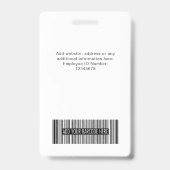 Badge Simple logo de société noir blanc Photo ID Code-ba (Arrière)