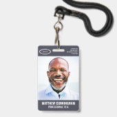 Badge Simple logo ovale  Photo Nom de l'employé Code-bar (Avant avec lanière)