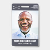 Badge Simple logo ovale  Photo Nom de l'employé Code-bar (Avant)