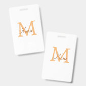 Badge simple minimal add name monogram orange brown thr (Avant & arrière)