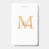 Badge simple minimal add name monogram orange brown thr (Arrière)