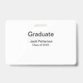 Badge simple minimal diplômé ajouter nom classe moderne  (Arrière)