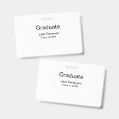 Badge simple minimal diplômé ajouter nom classe moderne  (Avant & arrière)