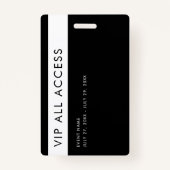 Badge Simple Modern Black VIP All Access Pass (Dos)