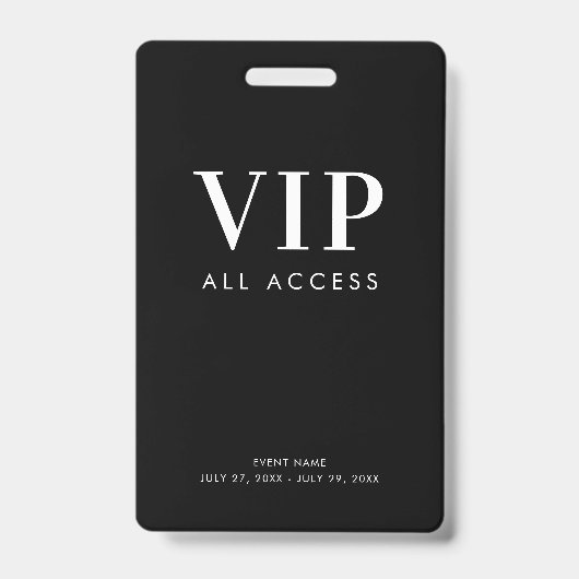 Badge Simple Modern Black VIP All Access Pass (Avant)