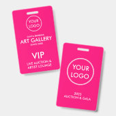 Badge Simple Modern Magenta Ajouter un logo Passeport VI (Avant & arrière)