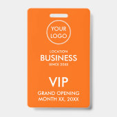 Badge Simple moderne Ajouter un logo Orange VIP Pass (Face)