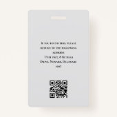 Badge Simple moderne Deep Blue Business Code-barres empl (Dos)