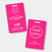 Badge Simple Moderne Magenta Ajouter Logo Enchère VIP Pa (Front & Back)