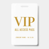 Badge Simple Moderne Passe d'Accès VIP Tout Compris en O (Avant)