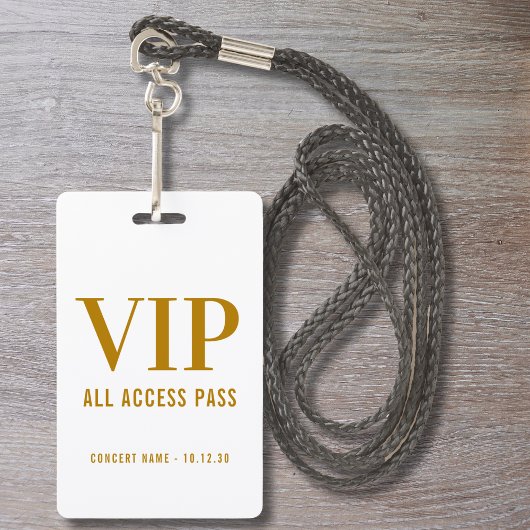 Badge Simple Moderne Passe d'Accès VIP Tout Compris en O
