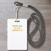 Badge Simple Moderne Passe d'Accès VIP Tout Compris en O