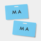 Badge Simple monogramme ajouter votre nom lettre man min (Recto et verso)