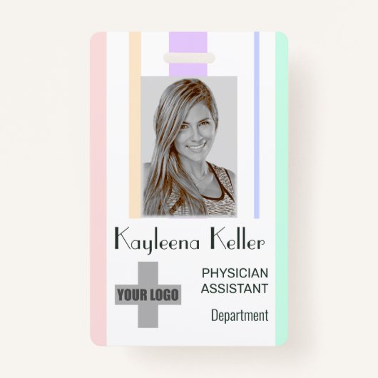 Badge Simple Pastel Stripes Lines Logo Code-barres Modèl (Devant)