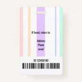 Badge Simple Pastel Stripes Lines Logo Code-barres Modèl (Dos)