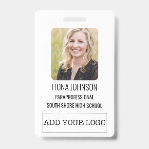 Badge Simple Photo de logo d'employé Code-barres ID