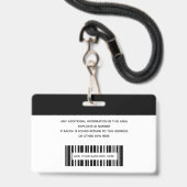 Badge Simple Photo d'identité employé avec code-barres L (Arrière avec lanière)