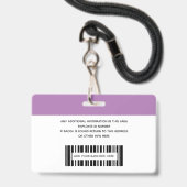 Badge Simple Photo d'identité professionnelle avec code- (Arrière avec lanière)