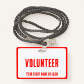 Badge simple rouge blanc moderne (Derrière avec lanière)