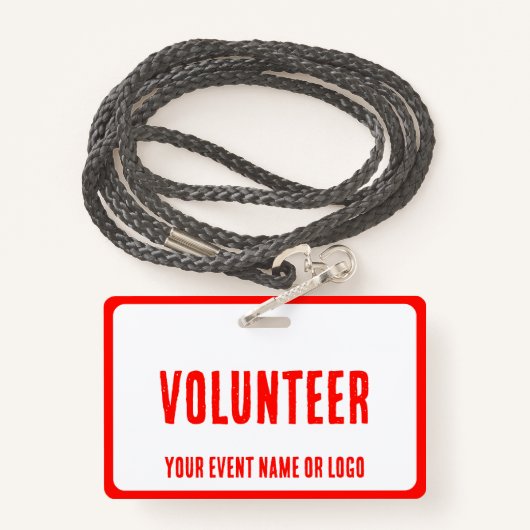 Badge simple rouge blanc moderne (Derrière avec lanière)