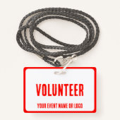 Badge simple rouge blanc moderne (Devant avec lanière)