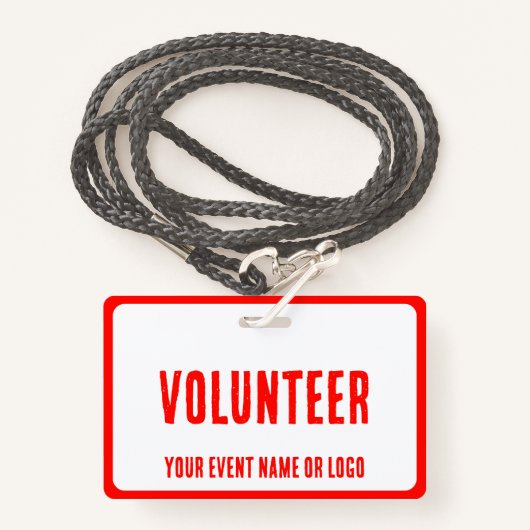 Badge simple rouge blanc moderne (Devant avec lanière)