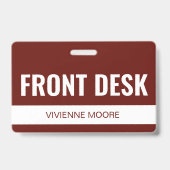 Badge Simple Rouge Carte d'identité de l'employé de la r (Avant)