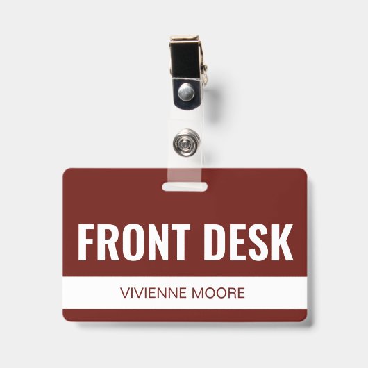 Badge Simple Rouge Carte d'identité de l'employé de la r (Avant avec clip)