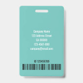 Badge Simple Turquoise Green Large Photo Logo Code Modèl (Back)