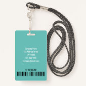 Badge Simple Turquoise Green Large Photo Logo Code Modèl (Derrière avec lanière)