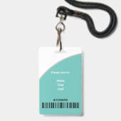 Badge Simple Turquoise Green Nurse Circle Photo Logo Cod (Arrière avec lanière)