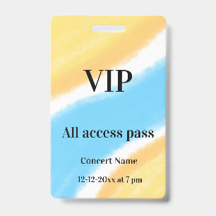 Badge simple vip accès tout permis nom du concert occasi