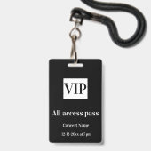 Badge simple vip all accès pass nom de concert occassion (Avant avec lanière)