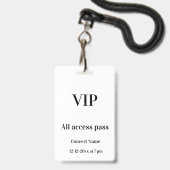 Badge simple vip passeport accès total nom du concert oc (Avant avec lanière)