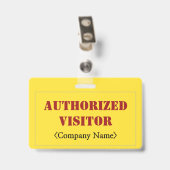 Badge simple "VISITEUR AUTORISÉ" (Dos avec clip)