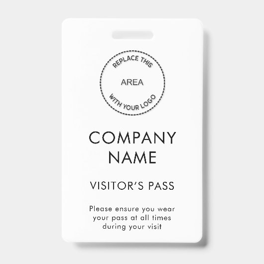 Badge Simple Visiteur Pass Entreprise Nom Logo N'importe (Avant)