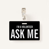 Badge Simple volontaire Black White Event (Dos avec clip)