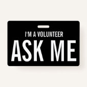 Badge Simple volontaire Black White Event (Dos)