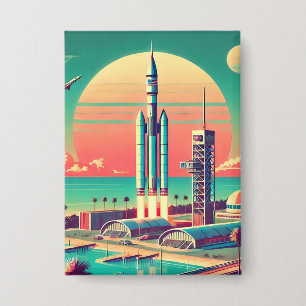 Badge Site de lancement futuriste atomique de la Nouvell