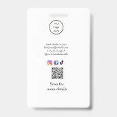 Badge site web QR code email social professionnel modern (Arrière)