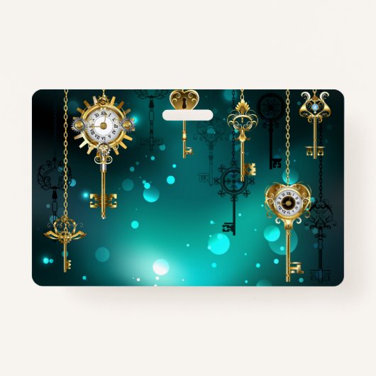 Badge Skeleton Keys on Green Background (Devant)