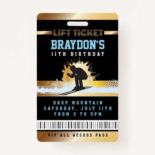 Badge SKI SKIER MOUNTAIN Anniversaire TOUT ACCÈS Lift Ti (Devant)
