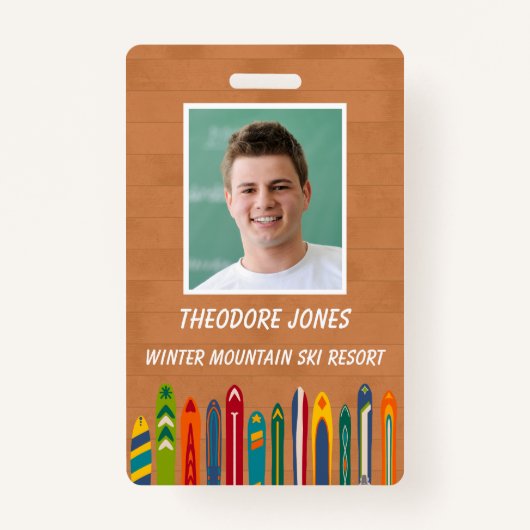 Badge Ski Slope Resort Custom Photo Employee (Devant)