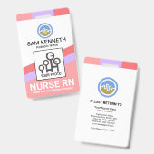 Badge Slanting Colorful Stripes Infirmière Modèle photo (Avant & arrière)