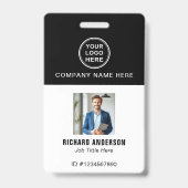 Badge Sleek Modern Employee Photo Name QR Code ID (Avant)