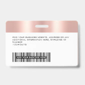 Badge Sleek Trendy Glam Code photo employé Nom du logo (Arrière)