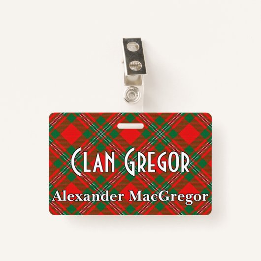 Badge Snappy Clan Gregor MacGregor Tartan (Devant avec clip)