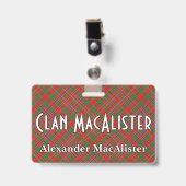 Badge Snappy Clan MacAlister Tartan (Avant avec clip)
